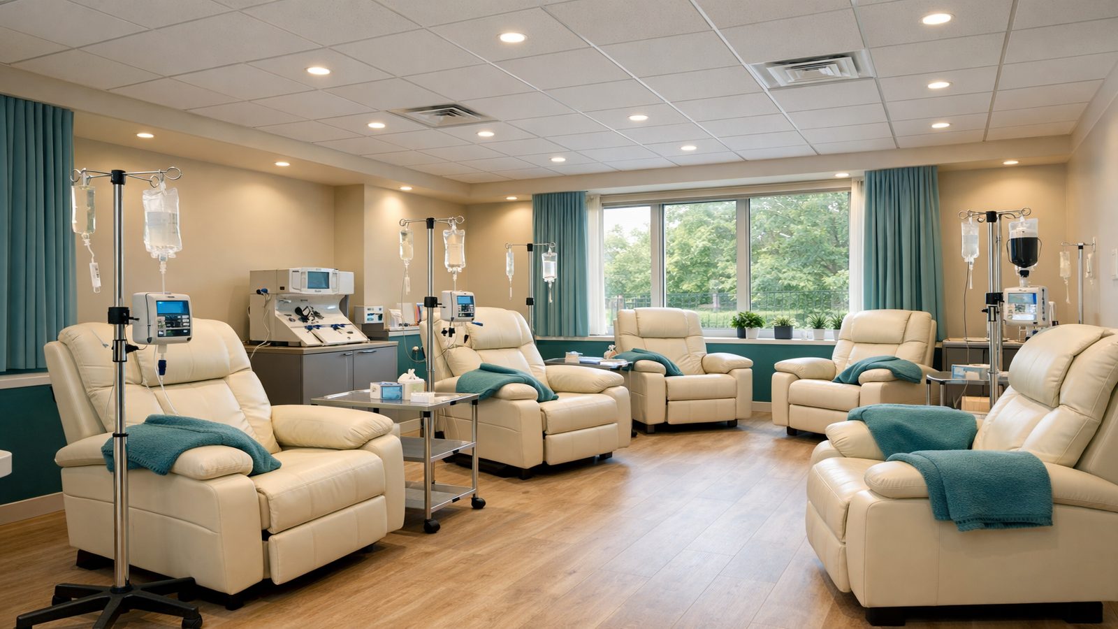 Premium therapeutic plasma exchange and IV infusion treatment suite